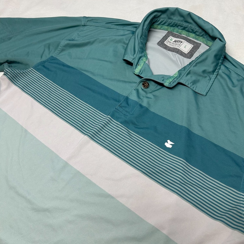 Jetty Polo Shirt Mens Large Bunker Golf Performance Stretch Surf Colorblock